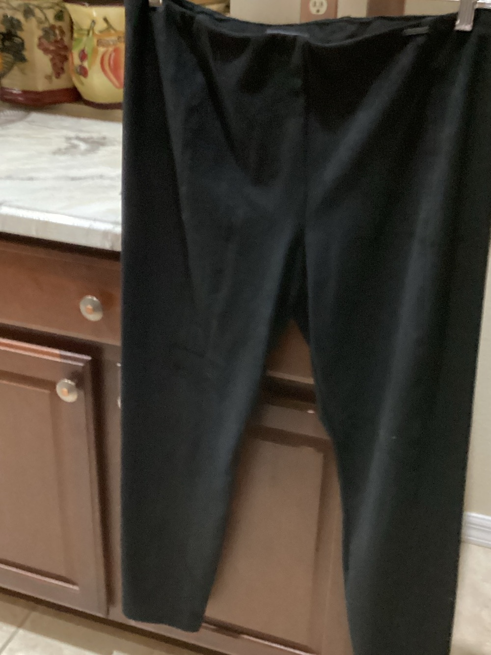 Tahari Black Women's Faux Leather Ponte Pants 27” Inseam 34” Waist